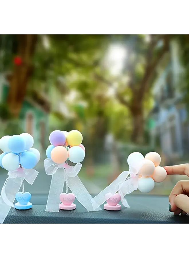 Blue And White Love Balloon Shaking Head Car Ornament Creative Dashboard Decor - Image 1