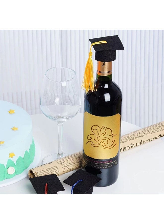 Ailily A set of 24 graduation caps Set with blue Tassel  for graduation parties,Mini Graduation Cap Hats Plastic Grad Cake Wine Bottle Cover Toppers for Graduation Party Decorations - Image 3