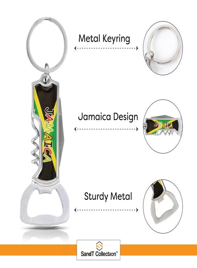 SandT Collection Multifunctional Bottle Opener Keychain Corkscrew Keychains - Carribean Countries - Set of 3 (Jamaica) - Image 4
