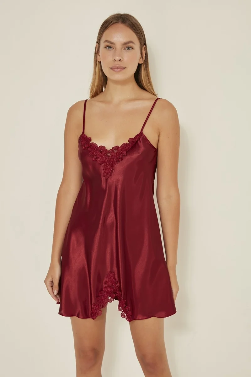 C&city 060 Women's Satin Lace Nightgown