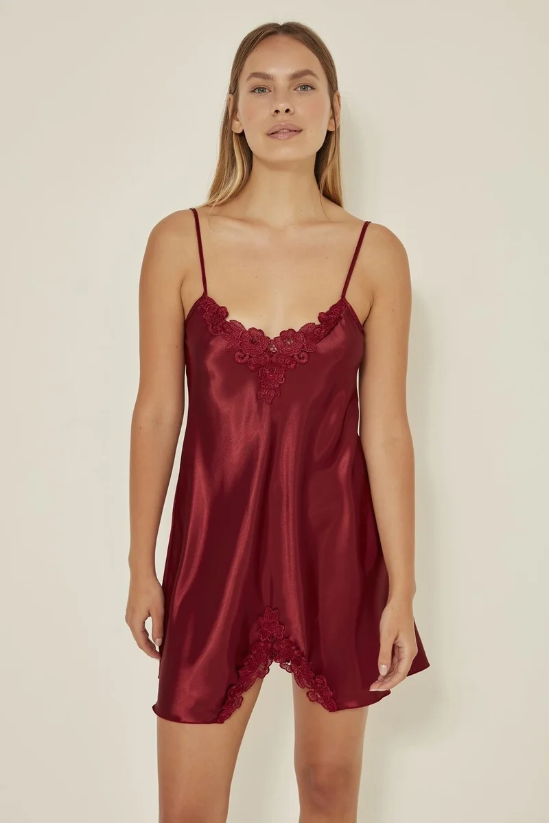 C&city 060 Women's Satin Lace Nightgown