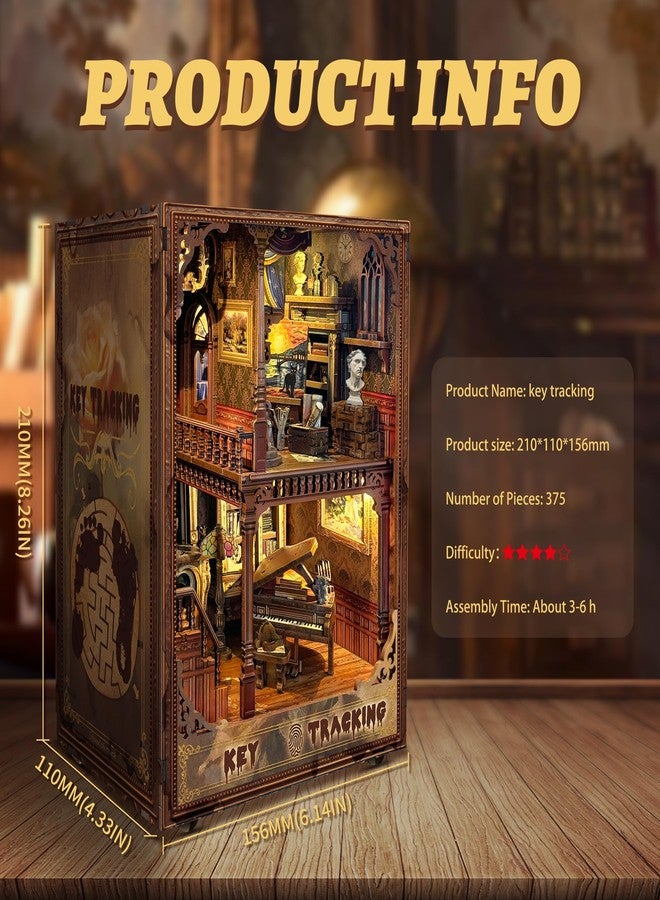 STRUCWOOD Book Nook Kit-DIY Dollhouse Kit 1:24 Scale Wooden Miniature Studio with Dust Cover Bookshelf Decor 3D Puzzle Book Nooks for Adults to Build Gift-Key Tracking (SQ-31) - Image 2