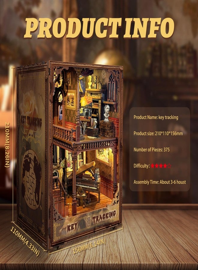 STRUCWOOD Book Nook Kit-DIY Dollhouse Kit 1:24 Scale Wooden Miniature Studio with Dust Cover Bookshelf Decor 3D Puzzle Book Nooks for Adults to Build Gift-Key Tracking (SQ-31) - Image 3