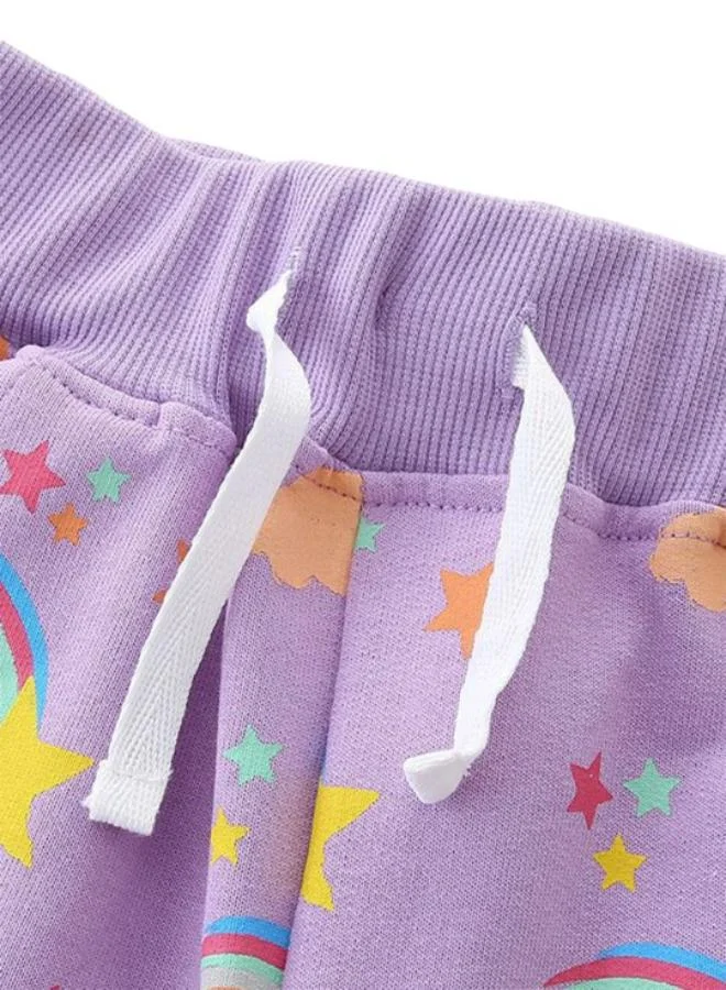 YUNIQEE Purple Regular Fit Mid Rise Printed Shorts