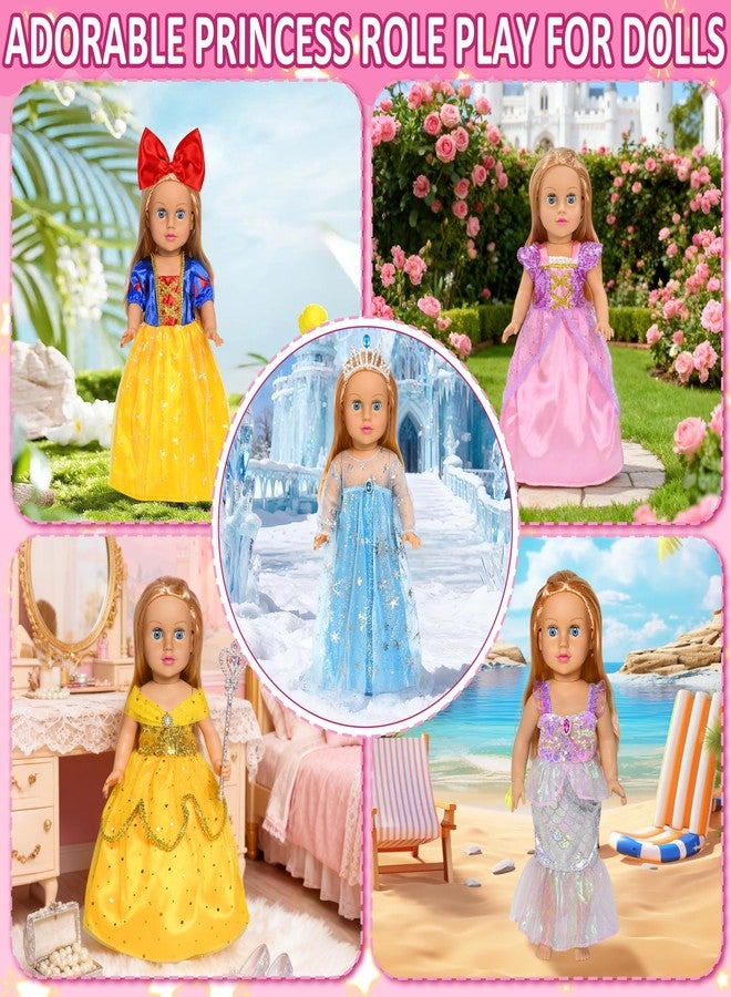 Lavwix 9 pcs American Doll Clothes Set for 18 inch Dolls, Doll Clothing Outfits Include 7 Different Princess Dresses, Crown, Hair Bow, Christmas Birthday Gift for Girls - Image 4