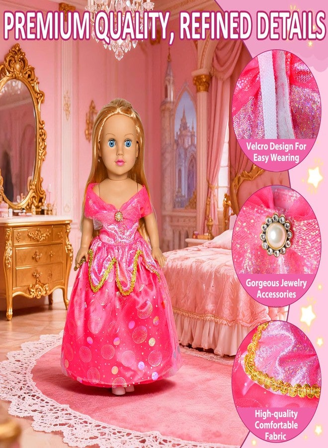 Lavwix 9 pcs American Doll Clothes Set for 18 inch Dolls, Doll Clothing Outfits Include 7 Different Princess Dresses, Crown, Hair Bow, Christmas Birthday Gift for Girls - Image 3