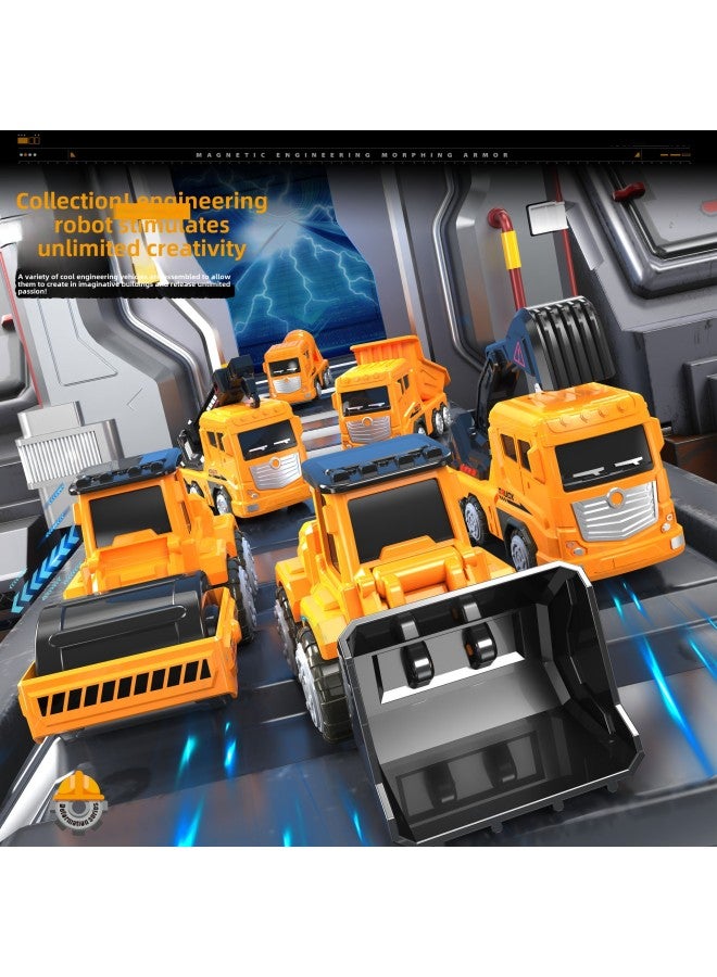 Magnetic Suction Robot Car Magnetic Building Blocks Magnetic Assembled Boys 6 Magnet 7 Magnetic Pieces Children's Educational Toys 10 Years Old-Color:White Six-in-one - Image 3