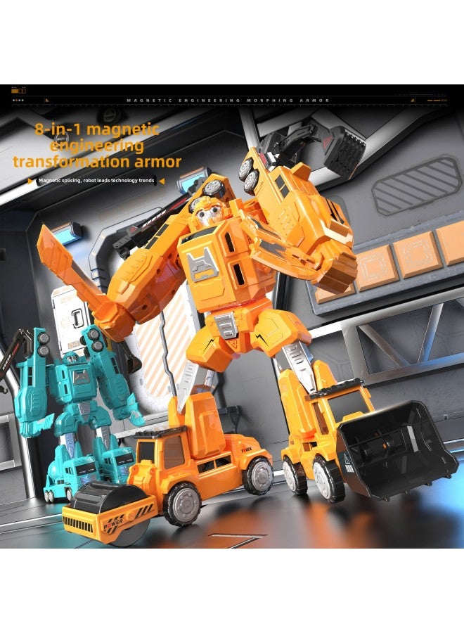 Magnetic Suction Robot Car Magnetic Building Blocks Magnetic Assembled Boys 6 Magnet 7 Magnetic Pieces Children's Educational Toys 10 Years Old-Color:White Six-in-one - Image 2