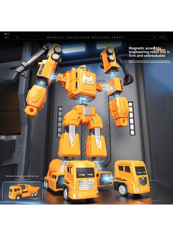 Magnetic Suction Robot Car Magnetic Building Blocks Magnetic Assembled Boys 6 Magnet 7 Magnetic Pieces Children's Educational Toys 10 Years Old-Color:White Six-in-one - Image 5