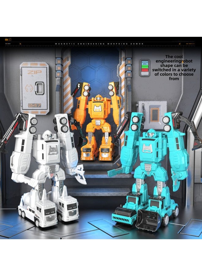 Magnetic Suction Robot Car Magnetic Building Blocks Magnetic Assembled Boys 6 Magnet 7 Magnetic Pieces Children's Educational Toys 10 Years Old-Color:White Six-in-one - Image 4