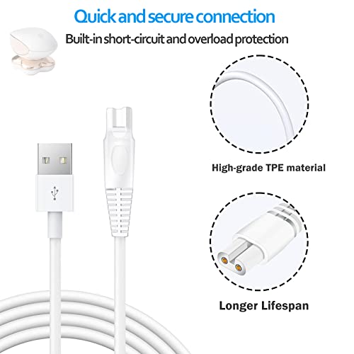 ATUOE Charging Cable Replacement for Flawless Legs Shaver, 2 Pack Power Cord Electric Trimmer Charger Cable Charger Cord for Finishing Touch Flawless Legs Hair Remover Electric Shaver for Women, White - Image 2