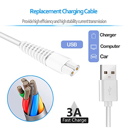 ATUOE Charging Cable Replacement for Flawless Legs Shaver, 2 Pack Power Cord Electric Trimmer Charger Cable Charger Cord for Finishing Touch Flawless Legs Hair Remover Electric Shaver for Women, White - Image 3