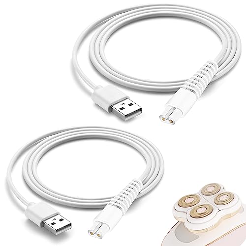 ATUOE Charging Cable Replacement for Flawless Legs Shaver, 2 Pack Power Cord Electric Trimmer Charger Cable Charger Cord for Finishing Touch Flawless Legs Hair Remover Electric Shaver for Women, White - Image 1