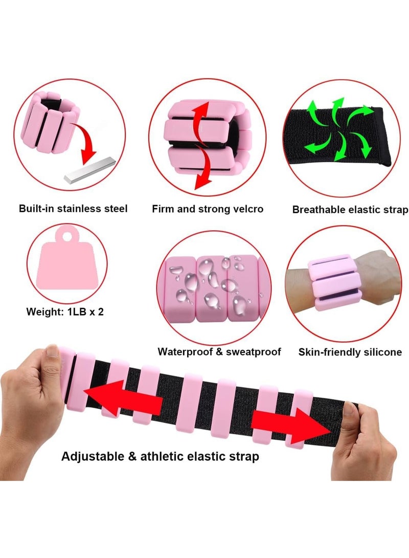 2 × أوزان معصم قابلة للتعديل وأوزان كاحل للتمارين المشي الجري اليوغا الأيروبكس البيلاتس سوار الوزن سوار اللياقة البدنية (14-23 سم)، 1 كجم زوج - Image 2