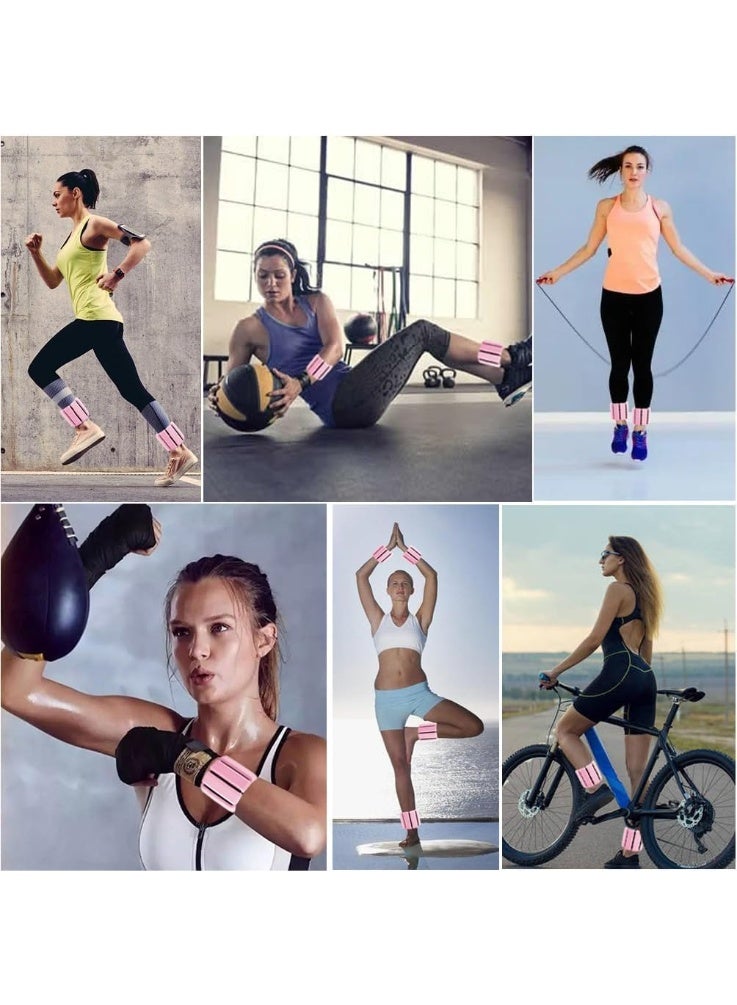 2 × أوزان معصم قابلة للتعديل وأوزان كاحل للتمارين المشي الجري اليوغا الأيروبكس البيلاتس سوار الوزن سوار اللياقة البدنية (14-23 سم)، 1 كجم زوج - Image 4