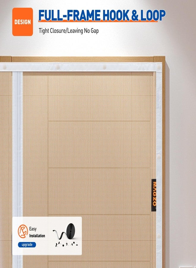 MAGZO Magnetic Screen Door Fit Door Size 36 x 96 Inch, Actual Screen Size 38" x 97" Durable Polyester Curtain Mesh Middle Opening Door Mesh with Full Frame Hook&Loop, White - Image 5