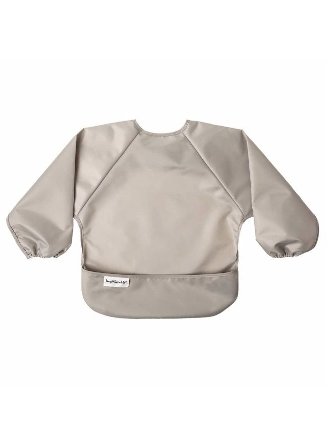 Tiny Twinkle Mess Proof Baby Bibs, 2pk Waterproof Smock Baby Bibs for Eating, Machine Washable Long Sleeve Bibs, Baby Led Weaning, Toddler Bibs, BLW Supplies (Grey Indigo, Small 6-24 Months) - Image 3