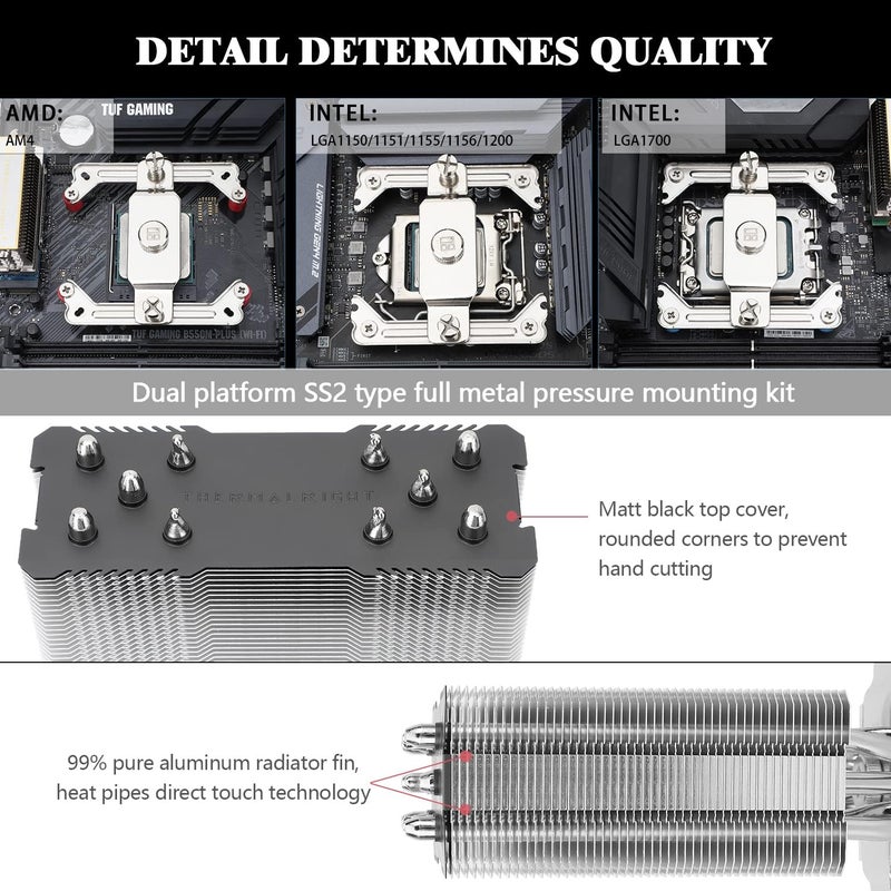 ثيرمالرايت مبرد هواء CPU من Thermalright Assassin King 120 SE، 5 أنابيب حرارية، مروحة TL-C12C PWM، تقنية AGHP، متوافق مع AMD AM4 AM5/Intel LGA 1700/1150/1151/1155/1200 - Image 4