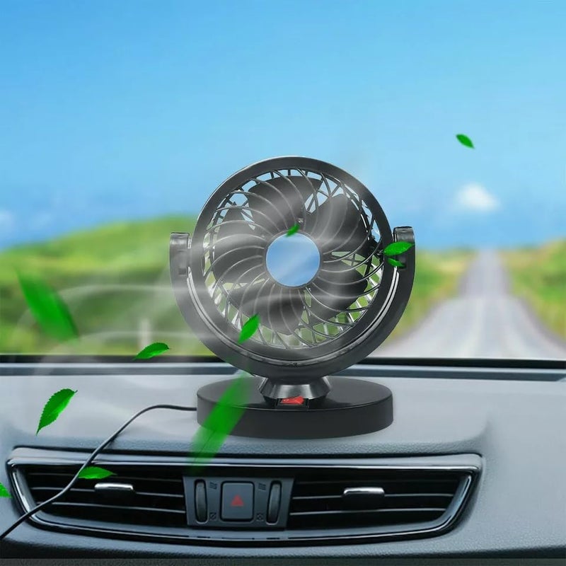 AutoBizarre 12V Electric Car Cooling Fan 360° Rotatable Single Head Air Circulator Fan Manual Rotation Single Speed for All Cars (Black) - Image 2