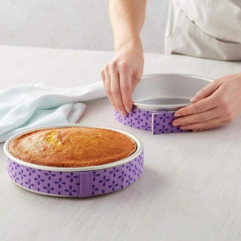 Bake House 4Pc Cake Pan Strips Protector Bake Even Strip Belt Bake Even Bake Moist Level Cakes Baking Tool Bakeware Multi  - Image 3