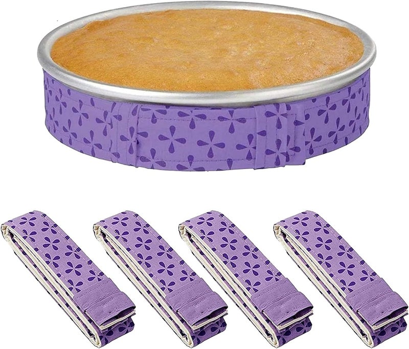 Bake House 4Pc Cake Pan Strips Protector Bake Even Strip Belt Bake Even Bake Moist Level Cakes Baking Tool Bakeware Multi  - Image 1