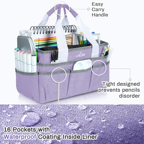 JJRING Craft Organizer Tote Bag, Art Storage Caddy with Multiple Pockets, Lilac Sewing Bag for Art, Craft, Scrapbooking, Medical, and Office Supplies Storage - Image 4