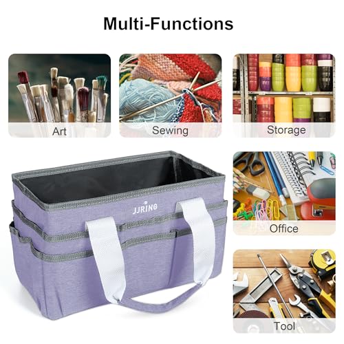JJRING Craft Organizer Tote Bag, Art Storage Caddy with Multiple Pockets, Lilac Sewing Bag for Art, Craft, Scrapbooking, Medical, and Office Supplies Storage - Image 5