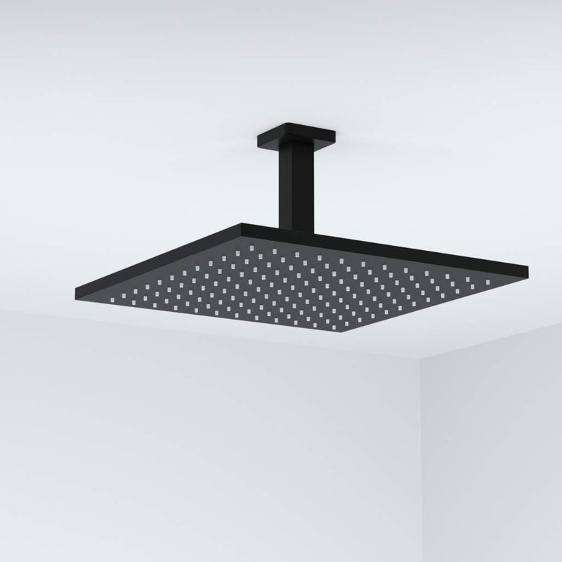 KATAIS Matte Black Shower Arm with Flange Square Stainless Steel Ceiling Mounted Shower Extension Arm Pipe for Rainfall Shower Head, 4 inch - Image 5