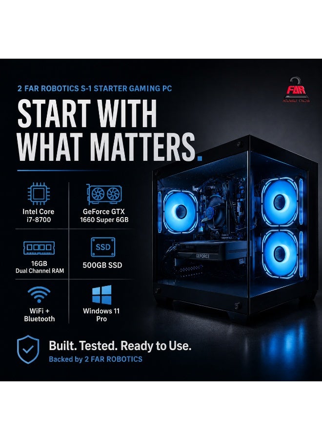 2_فار_روبوتيكس S-1 كمبيوتر ألعاب - Intel Core i7-8700 | GTX 1660 Super 6GB | رام 16GB | SSD 500GB - Image 2