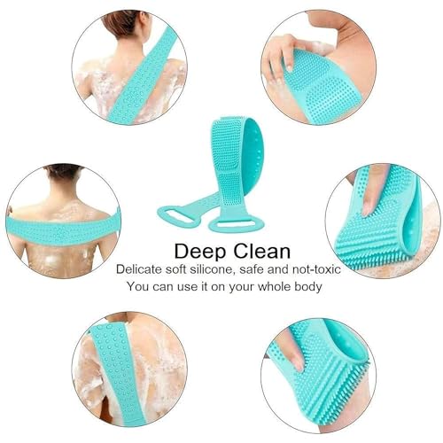 EPISKEY® Silicone Back Scrubber Bath Brush Washer For Dead Skin Removal Mens Womens Double Side Brush Belt For Shower Exfoliating Belt, Easy to Clean, Lathers Well (Multicolor) (Body Scrubber) - Image 4