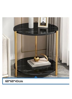 BAIG Creative Table Nordic Small Coffee Table Modern Home Living Room Sofa Round Bedside Table Multifunctional Removable black  - Image 2