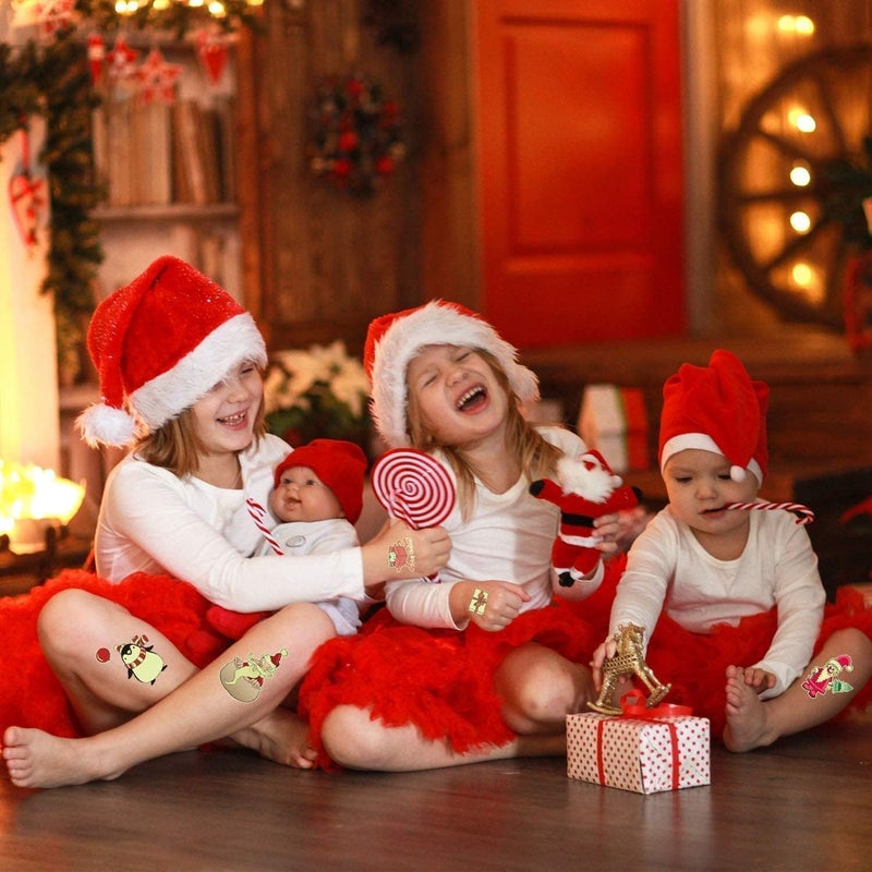 Partywind 10 Sheets Luminous Christmas Temporary Tattoos for Kids Stocking Stuffers, Christmas Party Decorations Supplies Favors for Birthday, Xmas Holiday Stickers Games Toys for Boys Girls - Image 5