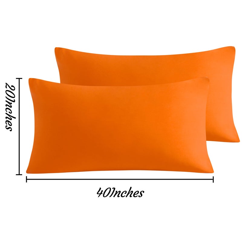 NTBAY King Pillow Cases Set of 2  2 Pack Brushed Microfiber 20x40 Pillow Cases  Soft  Wrinkle  Fade  Stain Resistant Orange Pillow Cases with Envelope Closure  20x40 Inches  Orange - Image 3