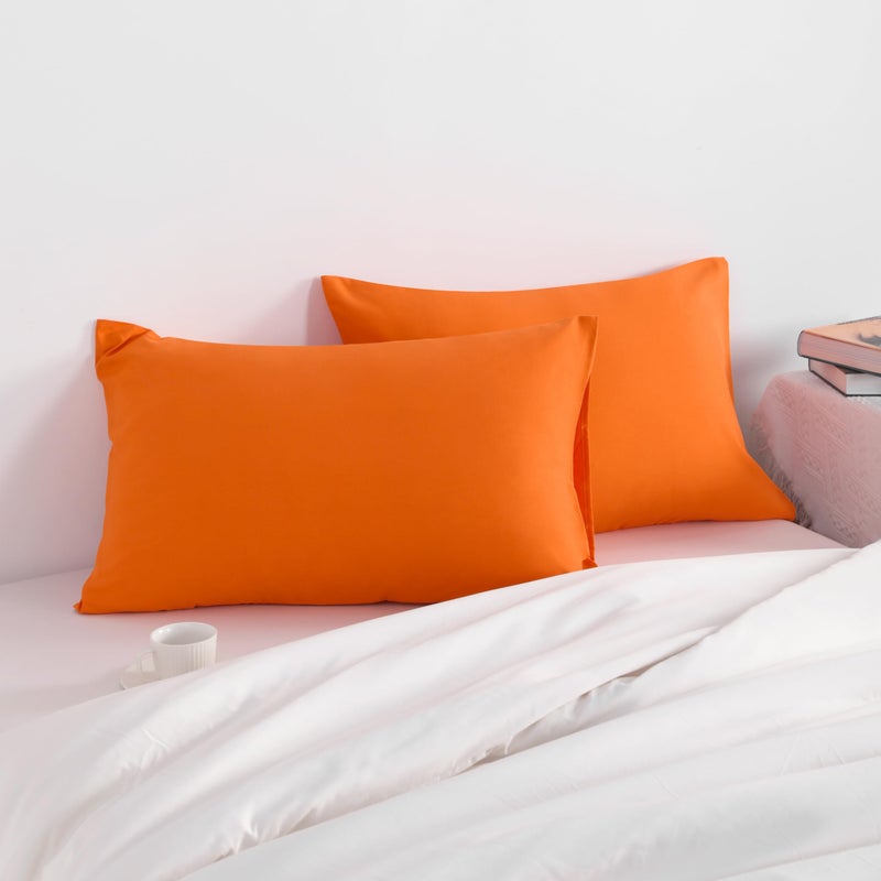 NTBAY King Pillow Cases Set of 2  2 Pack Brushed Microfiber 20x40 Pillow Cases  Soft  Wrinkle  Fade  Stain Resistant Orange Pillow Cases with Envelope Closure  20x40 Inches  Orange - Image 2
