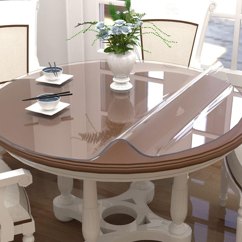Olid 0 0mm Transparent PVC Tablecloth Round 26 Inch Odorless Heat Resistant Scratchproof - Image 1
