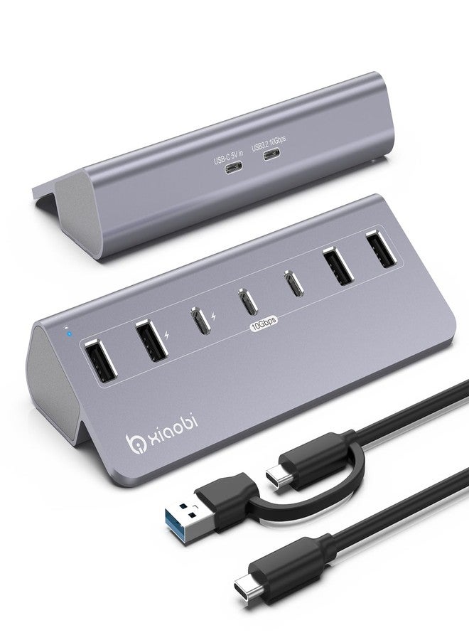 xiaobi USB C Hub,Powered USB Hub with 5V 3A Power Adapter, 10Gbps USB Splitter with 4 USB-A and 3 USB-C Ports, 7-Port Type C Multiport Adapter for MacBook Air/Pro, iPhone 16/15, Laptop and More - Image 1