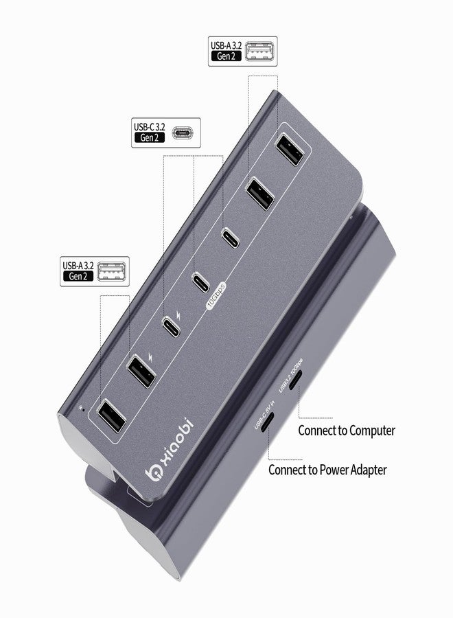 xiaobi USB C Hub,Powered USB Hub with 5V 3A Power Adapter, 10Gbps USB Splitter with 4 USB-A and 3 USB-C Ports, 7-Port Type C Multiport Adapter for MacBook Air/Pro, iPhone 16/15, Laptop and More - Image 2