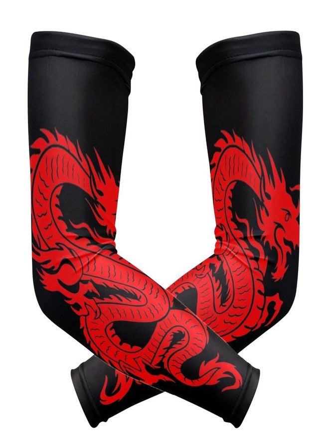 ZZKKO Red Dragon Cooling Arm Sleeves Cover Uv Sun Protection for Men Women Running Golf Cycling Arm Warmer Sleeves 1 Pair - Image 1