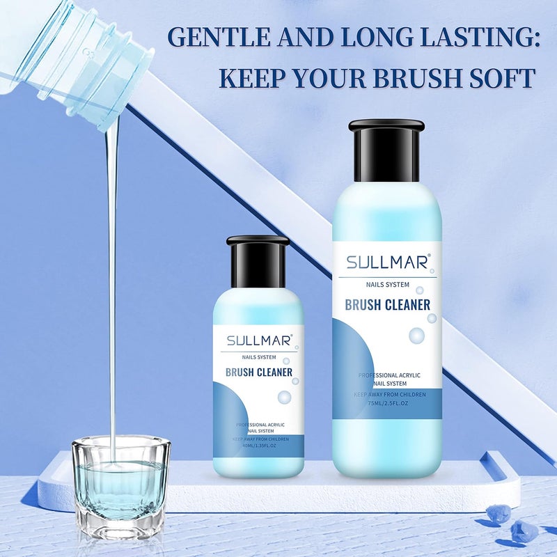 SULLMAR Nail Brush Cleaner 5fl.oz 150ml Nail Brush Cleaner And Conditioner Quickly Clean Nail Art Brush Acrylic Nail Brush DIY Salon At Home - Image 3