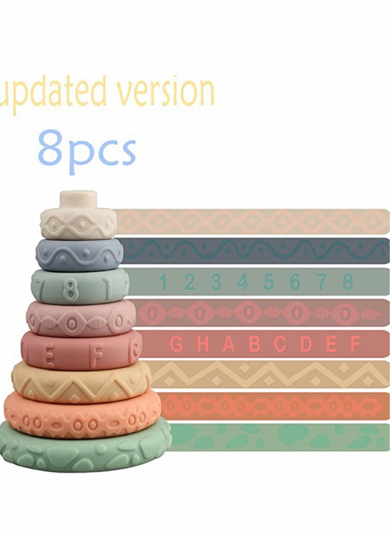Soft Stacking Rings Toy Set for Babies, 8 Colorful Building Rings, Teething and Squeeze Play Fun  - Image 3