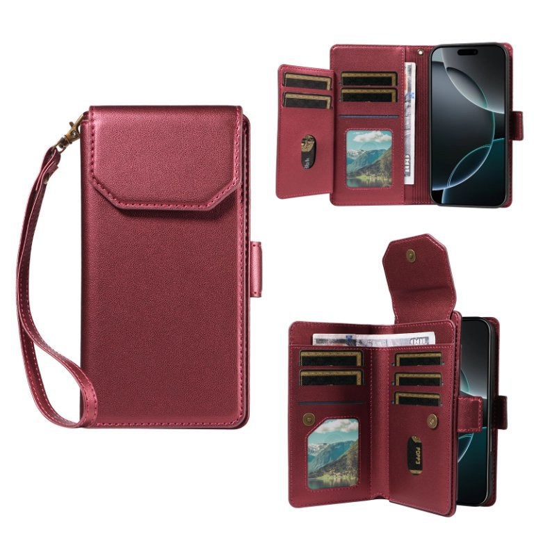 Cross-border Applicable iphone16 Multi-card Wallet Leather Case 15pro Wallet Phone Case 14pro Max Protective Case - Image 5