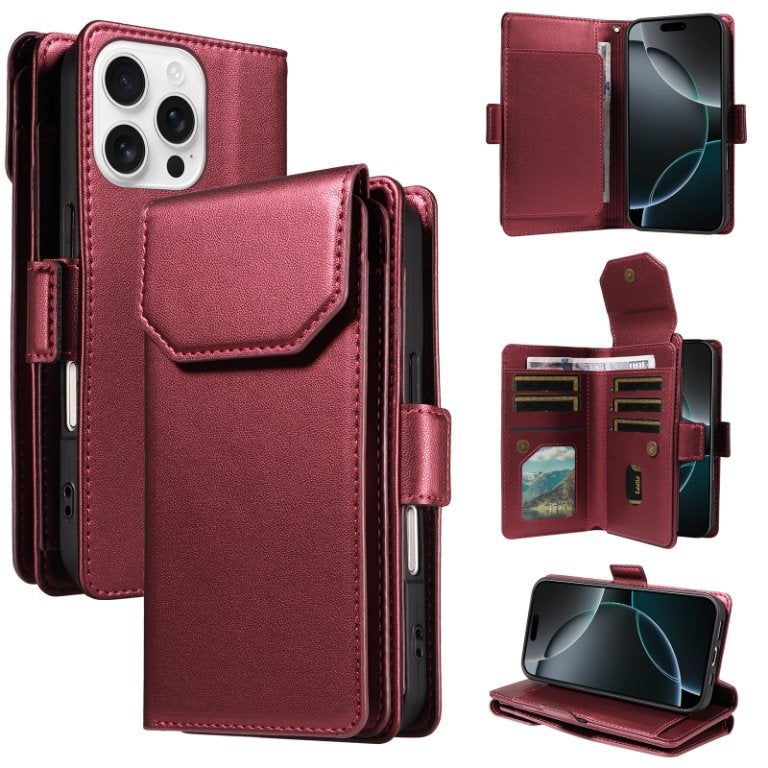 Cross-border Applicable iphone16 Multi-card Wallet Leather Case 15pro Wallet Phone Case 14pro Max Protective Case - Image 2