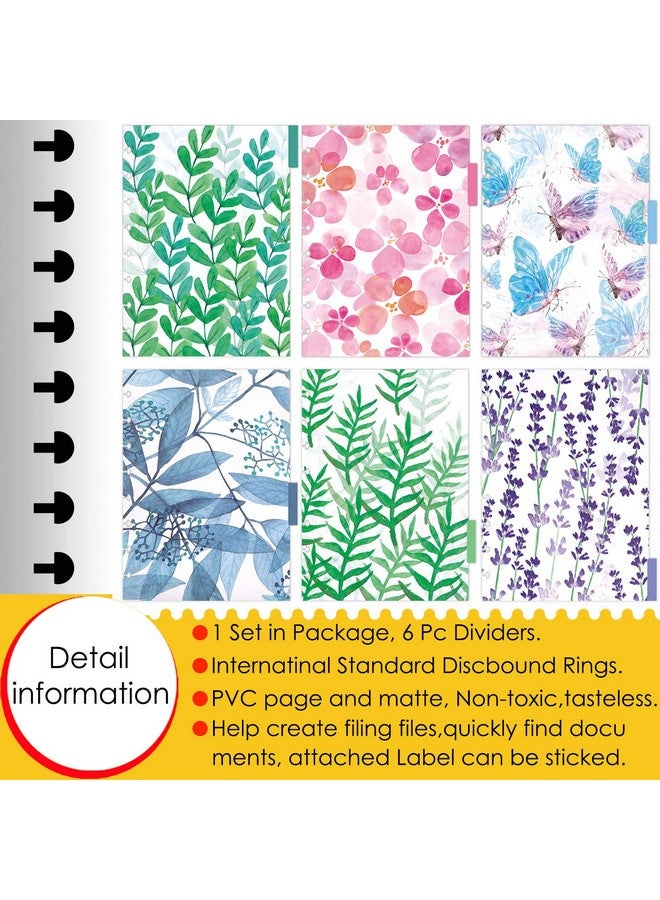 Rancco Discbound Tab Dividers, Junior-Size, 8 Disc Punched, 2 Set 12 Sheets Half Letter Frosted Floral Pvc Discbound Binder Dividers For Arc Staples/Matha Stewart/Levenger Circa/Tul, 8.38X5.71 - Image 5