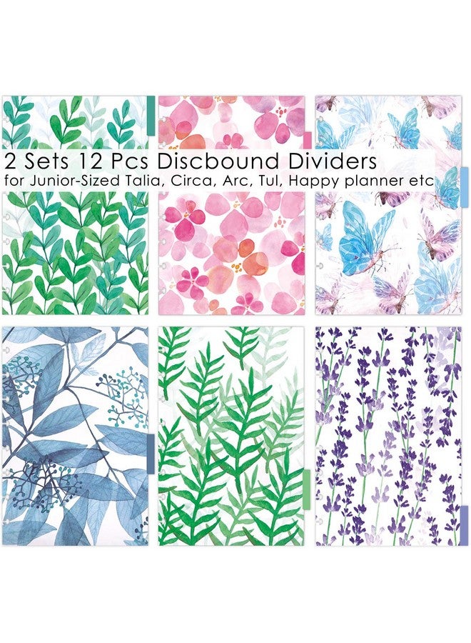 Rancco Discbound Tab Dividers, Junior-Size, 8 Disc Punched, 2 Set 12 Sheets Half Letter Frosted Floral Pvc Discbound Binder Dividers For Arc Staples/Matha Stewart/Levenger Circa/Tul, 8.38X5.71 - Image 3