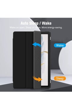 glassology Hybrid Slim Case Combo for Samsung Galaxy Tab A8 10.5 Inch 2022 Clear Transparent Back Shell Auto Wake/Sleep BLACK with Screen Protector  - Image 3