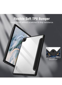 glassology Hybrid Slim Case Combo for Samsung Galaxy Tab A8 10.5 Inch 2022 Clear Transparent Back Shell Auto Wake/Sleep BLACK with Screen Protector  - Image 4