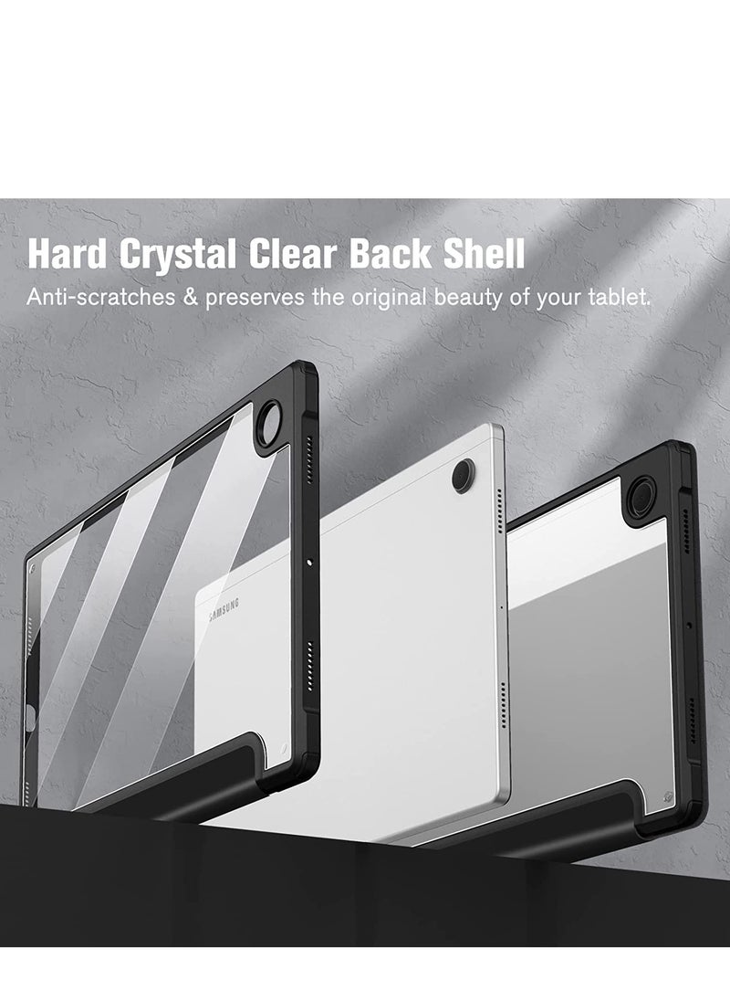 glassology - Hybrid Slim Case Combo for Samsung Galaxy Tab A8 10.5 Inch 2022 Clear Transparent Back Shell Auto Wake/Sleep BLACK with Screen Protector - Image 1