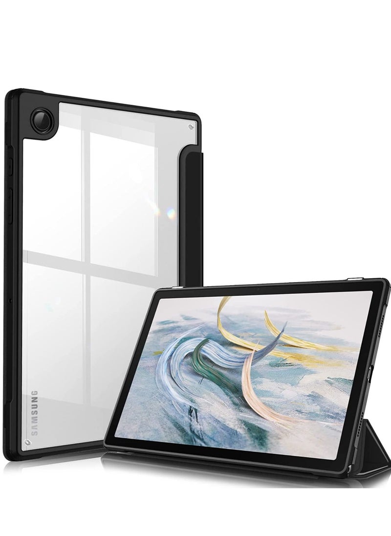glassology - Hybrid Slim Case Combo for Samsung Galaxy Tab A8 10.5 Inch 2022 Clear Transparent Back Shell Auto Wake/Sleep BLACK with Screen Protector - Image 1