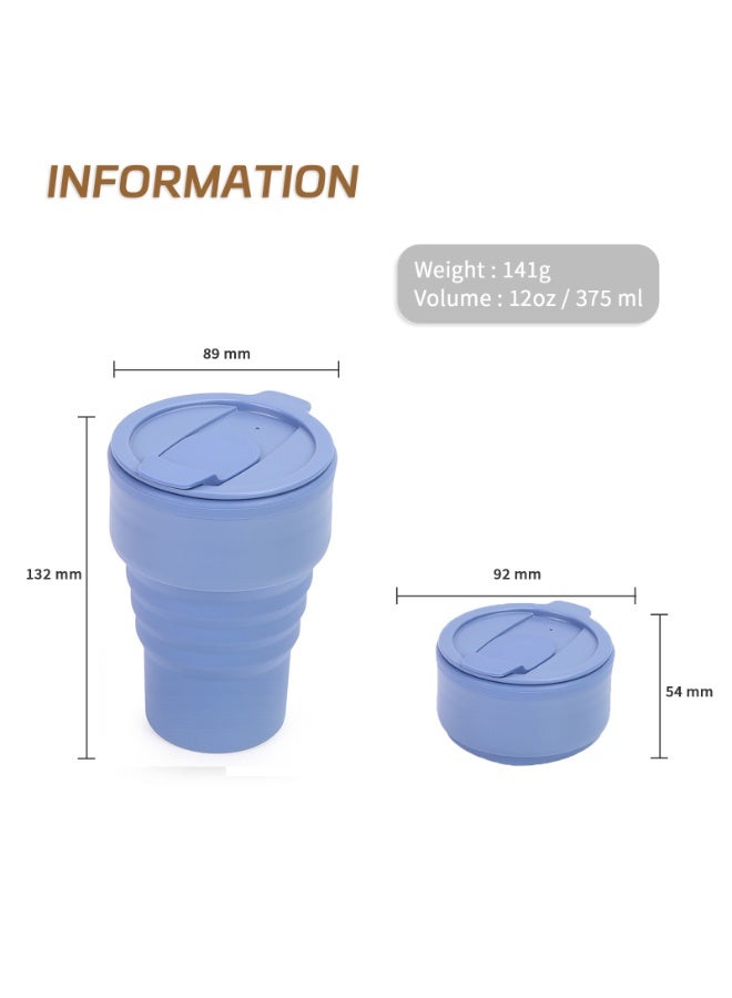 CMGTYYD Collapsible Travel Cup, 13oz / 375ml - Reusable To-Go Pocket Size Silicone Bottle for Hot and Cold Drinks - Perfect for Camping and Hiking - Dishwasher & Microwave Safe - Image 2