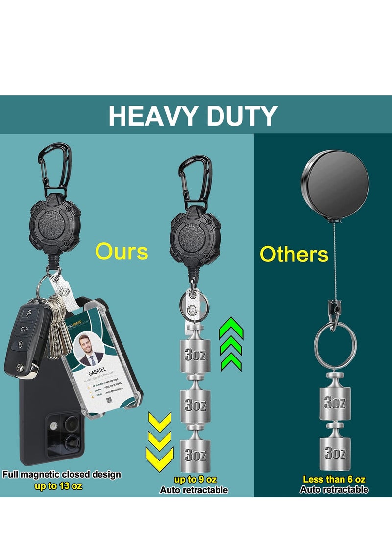 DMG TECH Badge Holder, ID Card Holder with Retractable Metal Clip, Heavy Duty Carabiner Badge Reel Keychain with Lanyard, for Office and School Use - Image 5